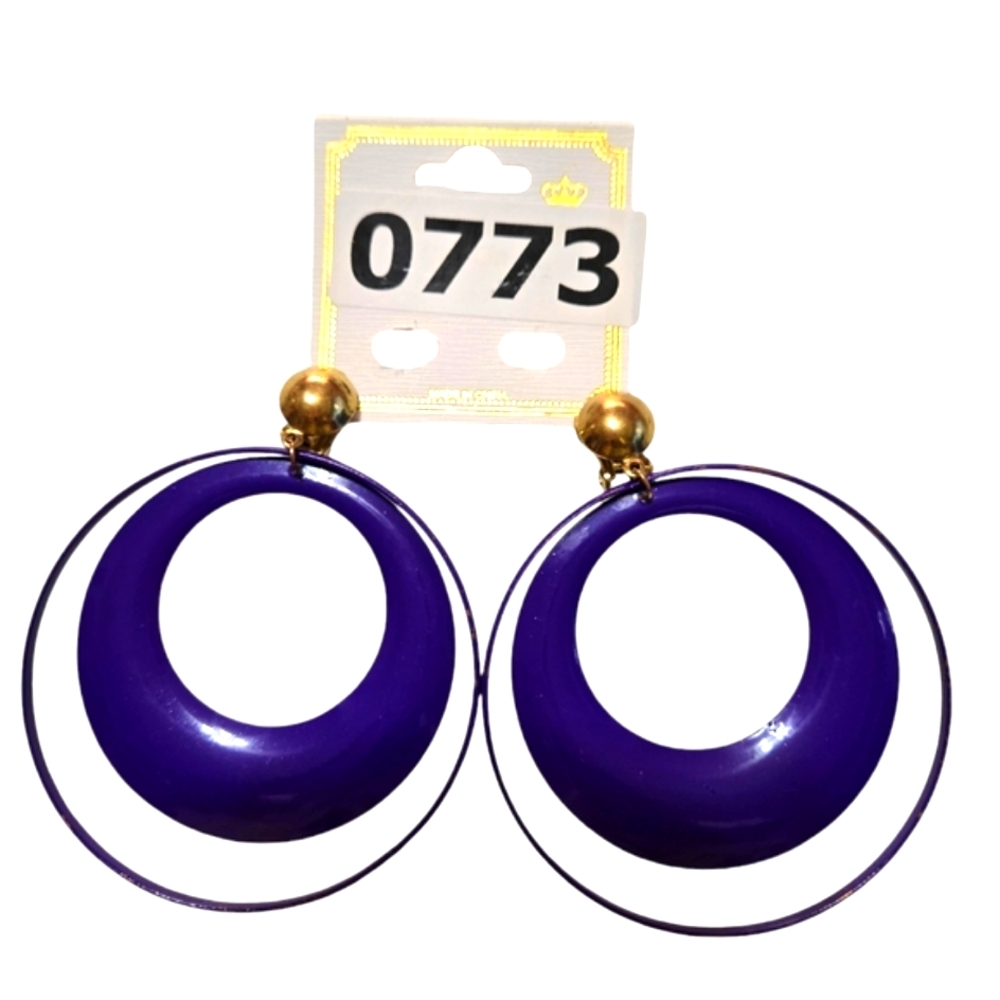 261E773 Vintage Purple Hoops Pieced Earring
